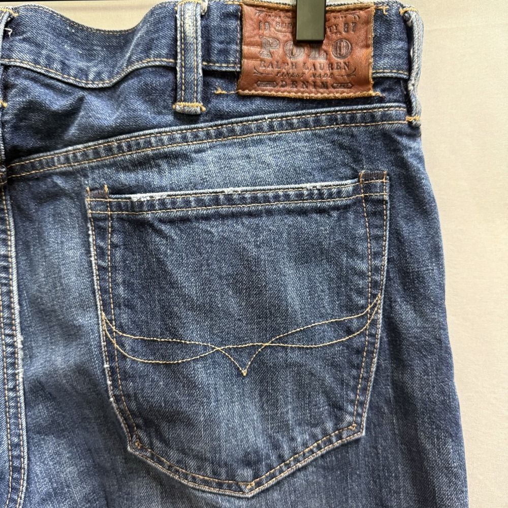 MENS POLO RALPH LAUREN CLASSIC 867 STRAIGHT BLUE‎ DENIM JEANS SIZE 38 X 30 EUC - Picture 4 of 12